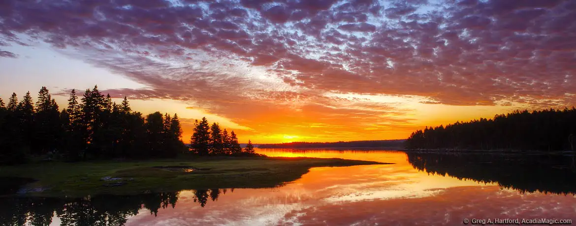 Sunrise in Trenton, Maine and Acadia National Park