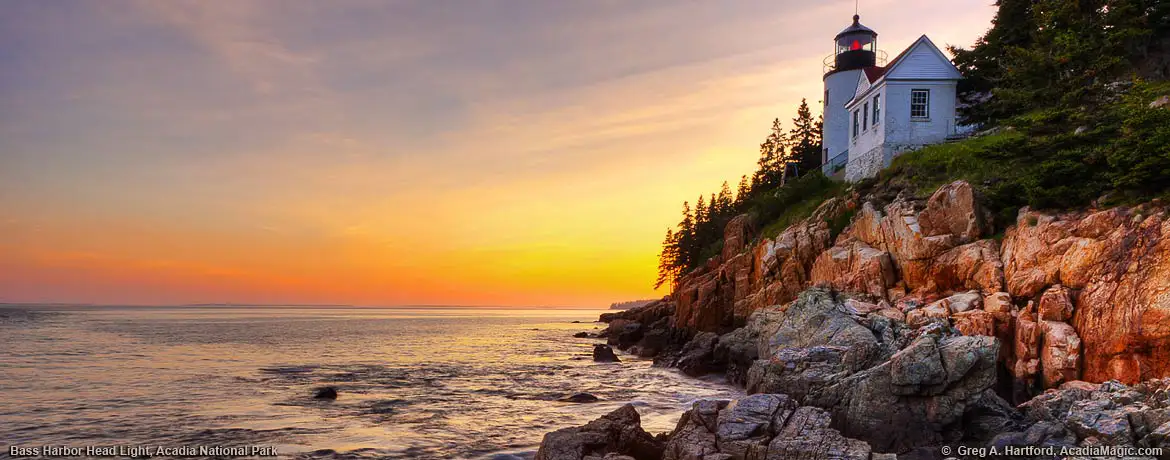 Bass Harbor, Maine on a foggy morning