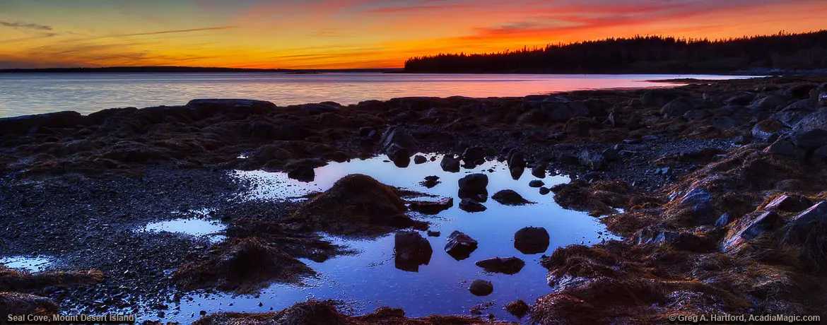 Sunset reflection in tidal pool