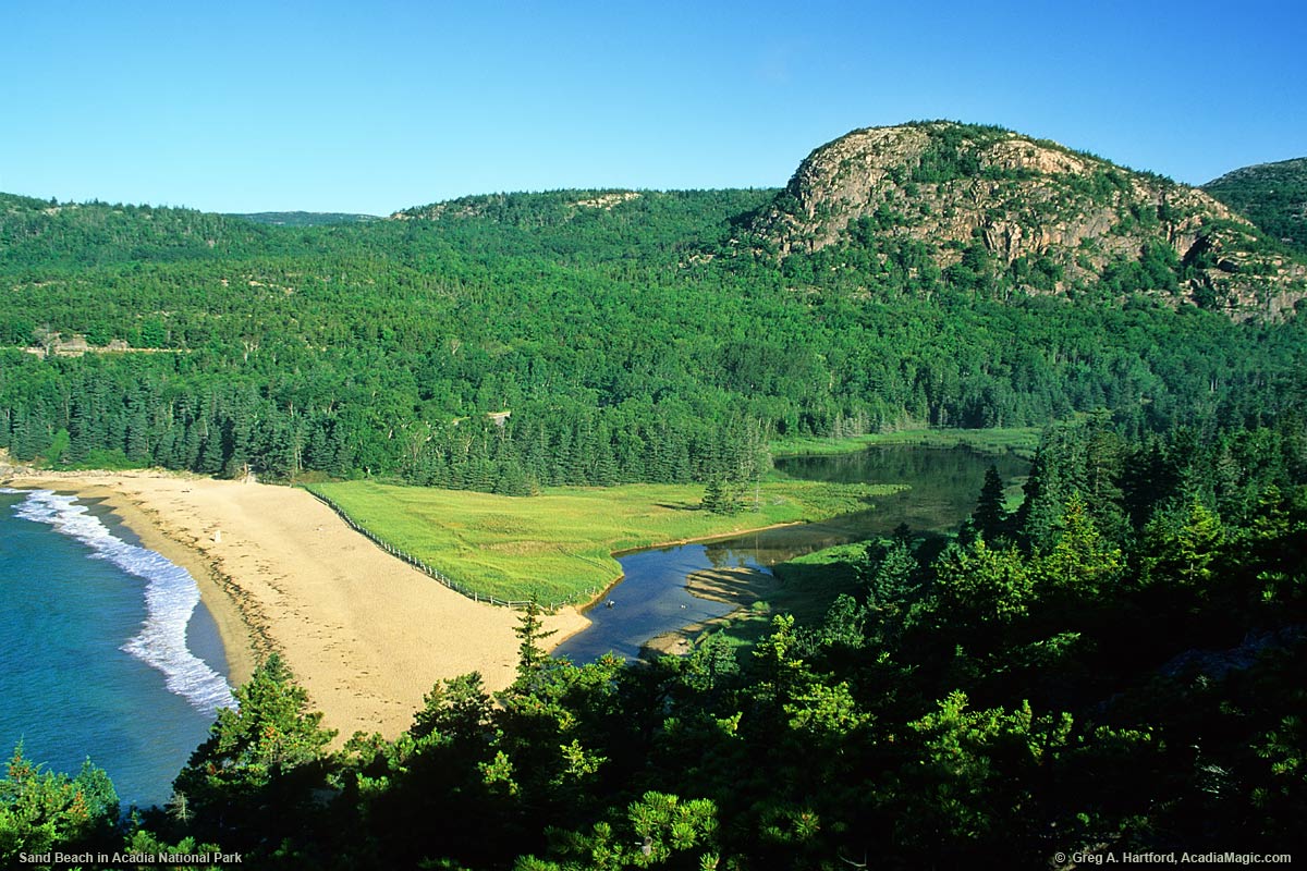 The Beehive and Sand Beach in Acadia National Park, Maine