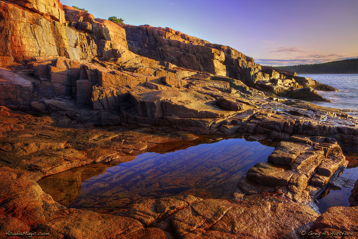 Sunrise in Acadia National Park with tidepool