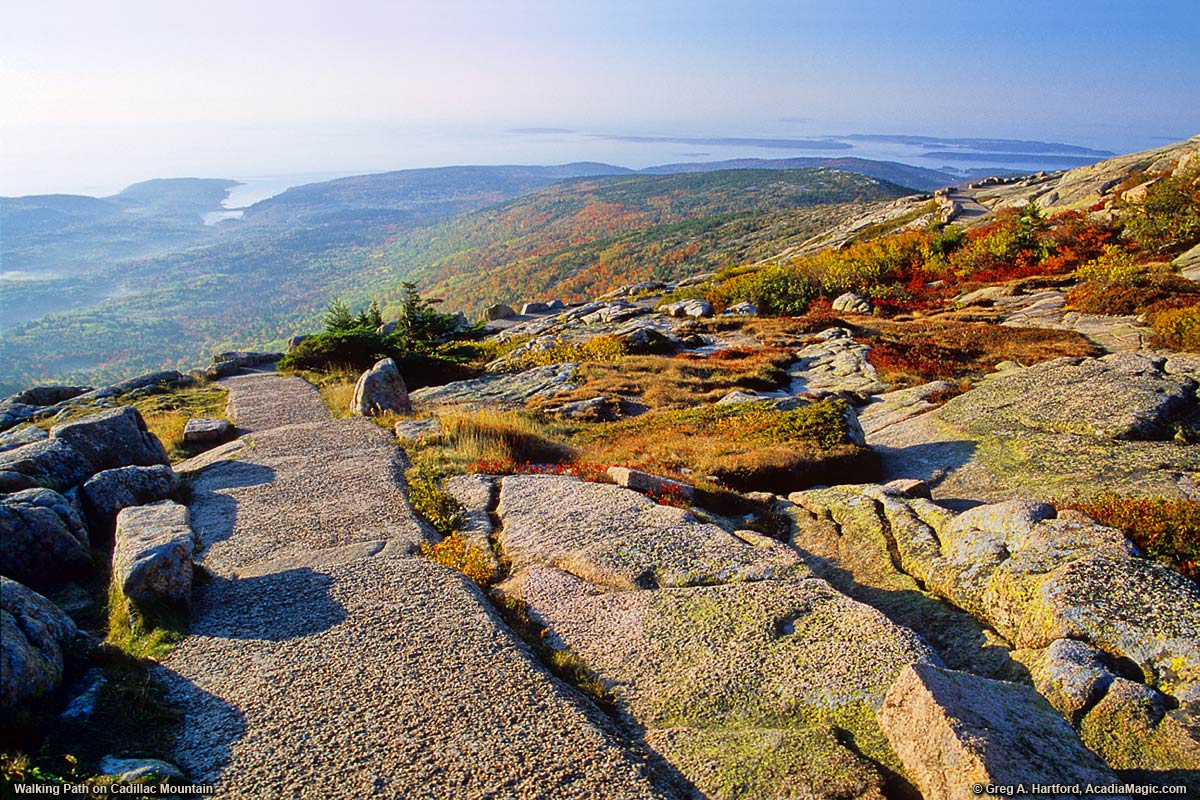 Cadillac Mountain Summit Path during Autumn Season