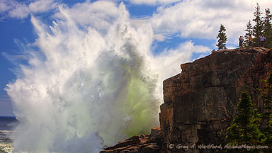 Huge wave at Otter Cliff in Acadia National Park on Mount Desert Island, Maine