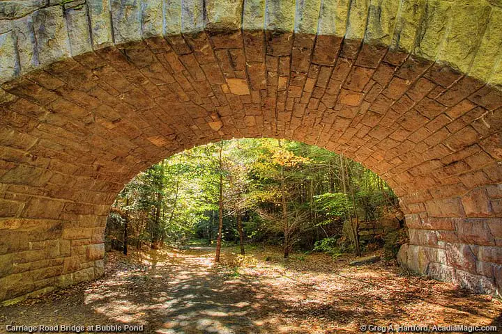Stone Carriage Road Bridge at Bubble Pond in Acadia