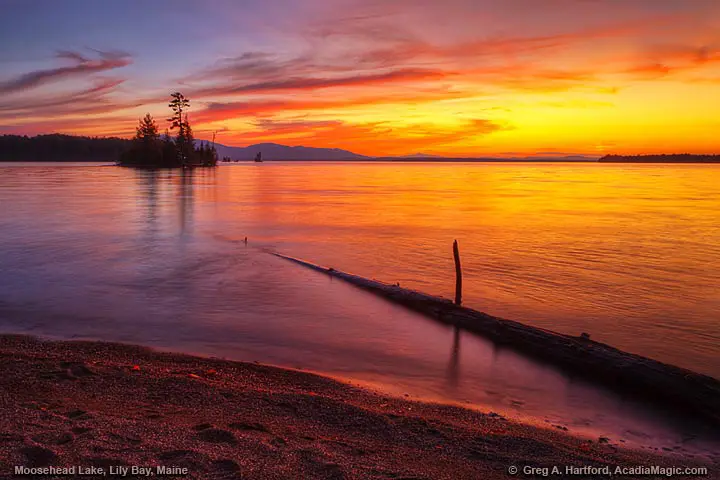 Sunset at Moosehead Lake at Lily Bay State Park, Maine