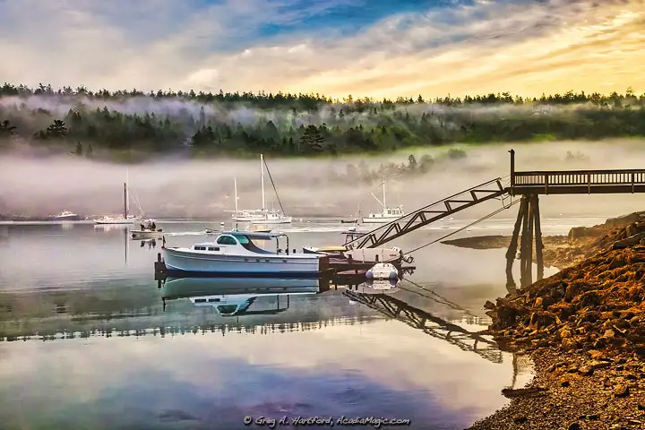 Foggy morning in Northeast Harbor, Maine