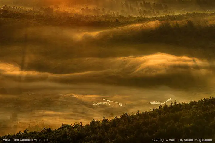 Interesting textures created by the morning fog below