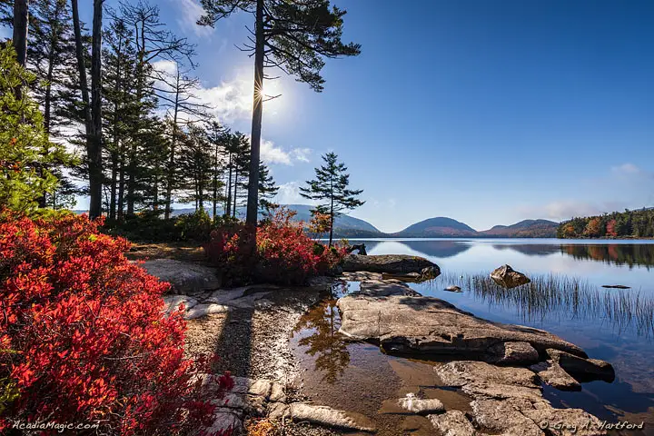 A view from the northern end of Eagle Lake in Bar Harbor, Maine