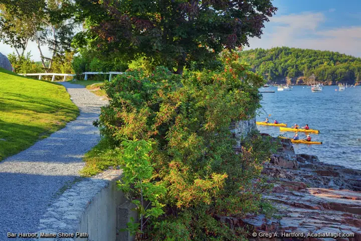 View of previous Shore Path with kayakers in the ocean