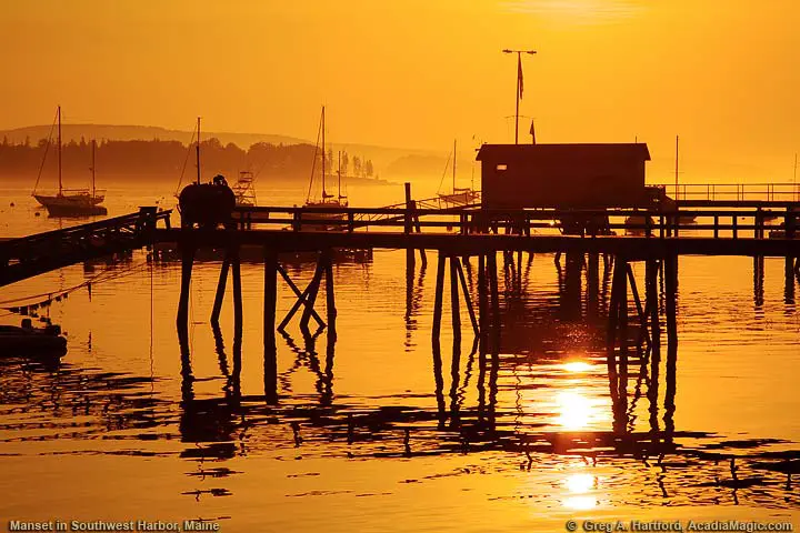 Silhouette of Pier at Sunrise in Manset