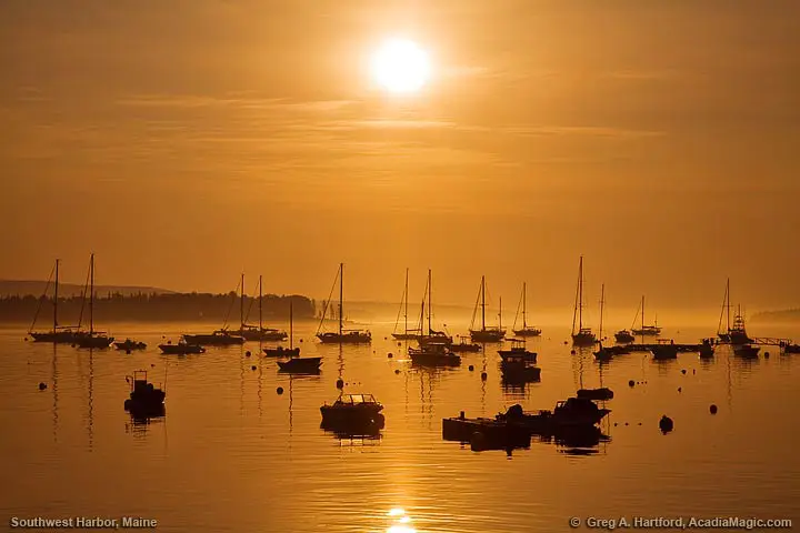 Sunrise with Yachts in Southwest Harbor