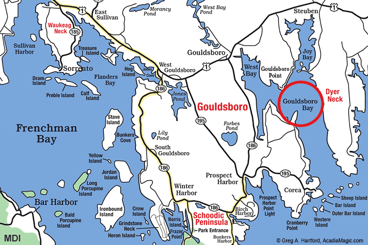 Location map of Gouldsboro Bay, Maine