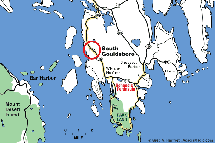 Location map of West Gouldsboro, Maine