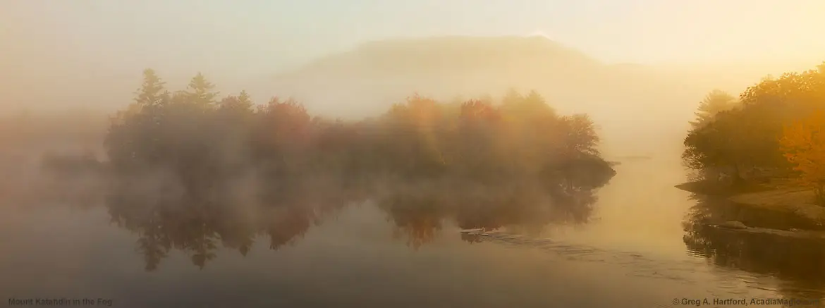 Mount Katahdin was enshrouded in a heavy fog this October morning.