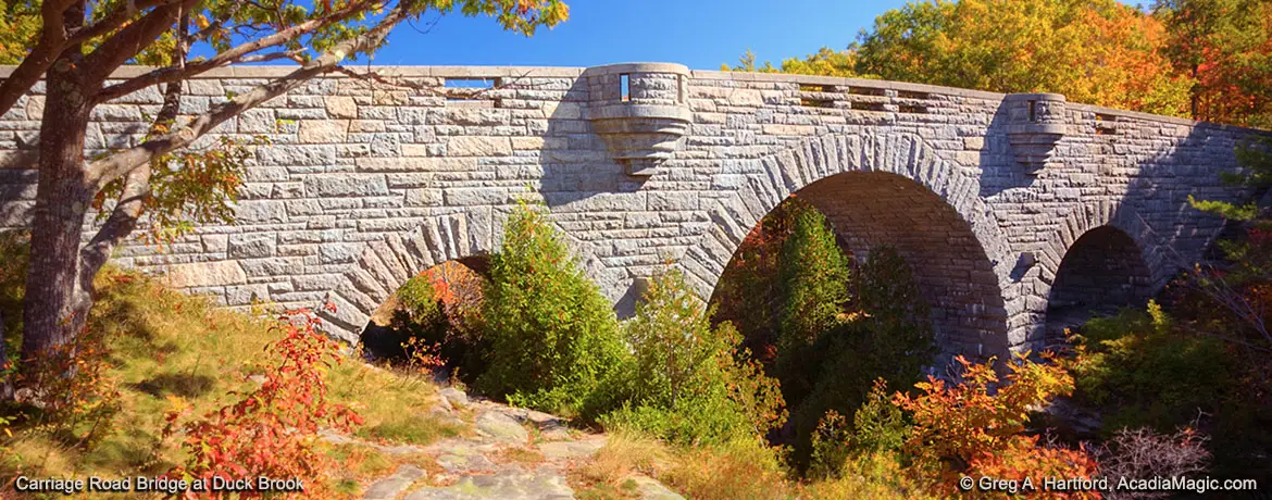 Carriage Road Bridge in Acadia National Park at Duck Brook