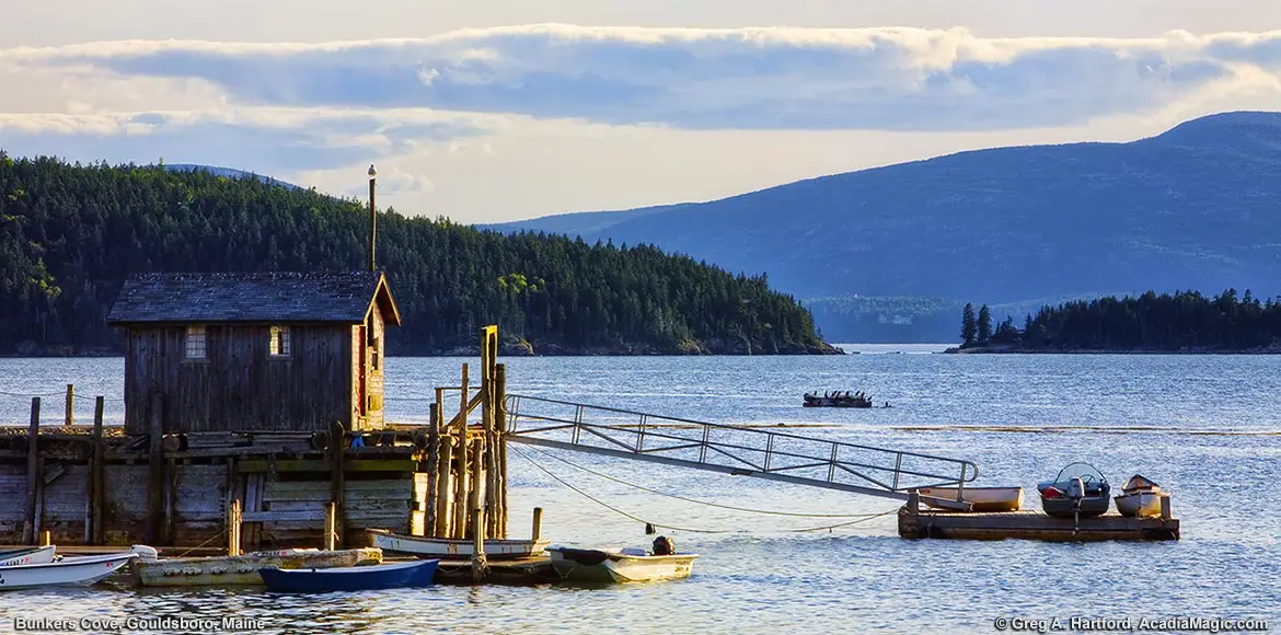 Bunker's Cove in Gouldsboro, Maine with view of Mount Desert Island