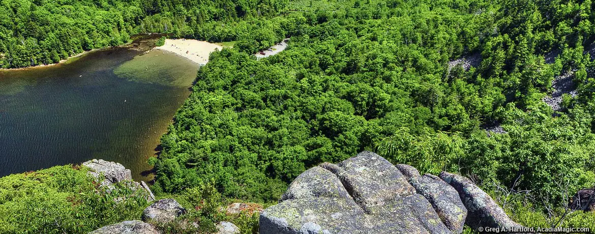 Another view from Beech Mountain showing Echo Lake in Acadia