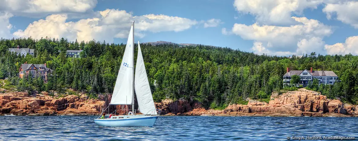 Sailing next to Seal Harbor on Mount Desert Island