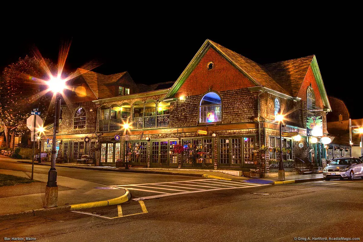 Bar Harbor, Maine on a summer night