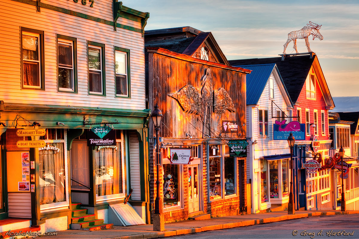 Main Street at Sunrise in Bar Harbor, Maine