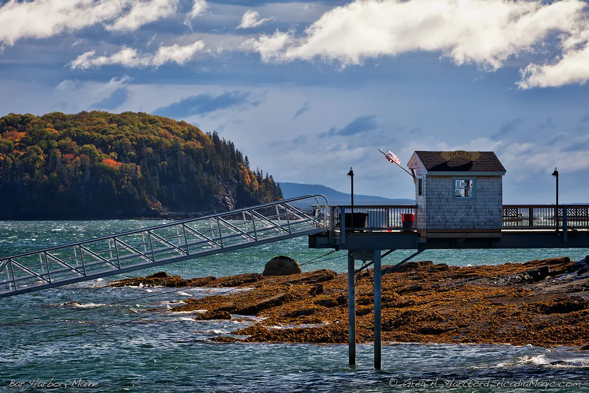 Early October in Bar Harbor, Maine showing Sheep Porcupine Island.