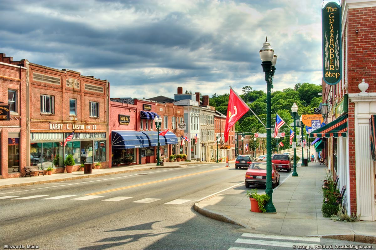 Corner of Main and New Franklin Streets in Ellsworth, Maine