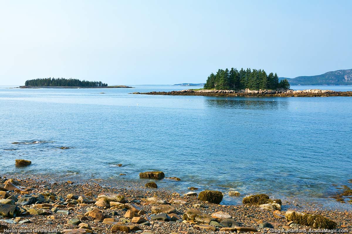 Privately owned Heron Island is in the distance on the left in this photograph. To the right is Crow Island.