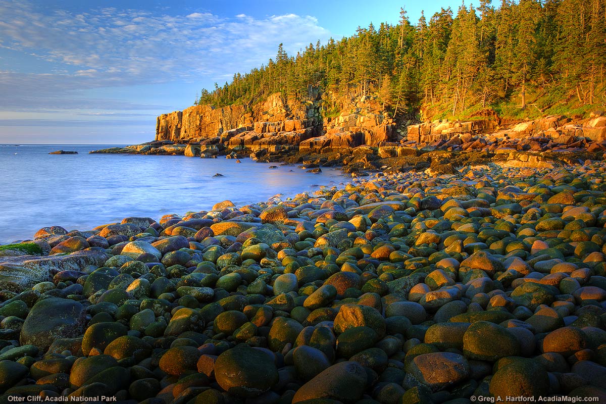 Otter Cliff at low tide and sunrise in Acadia National Park