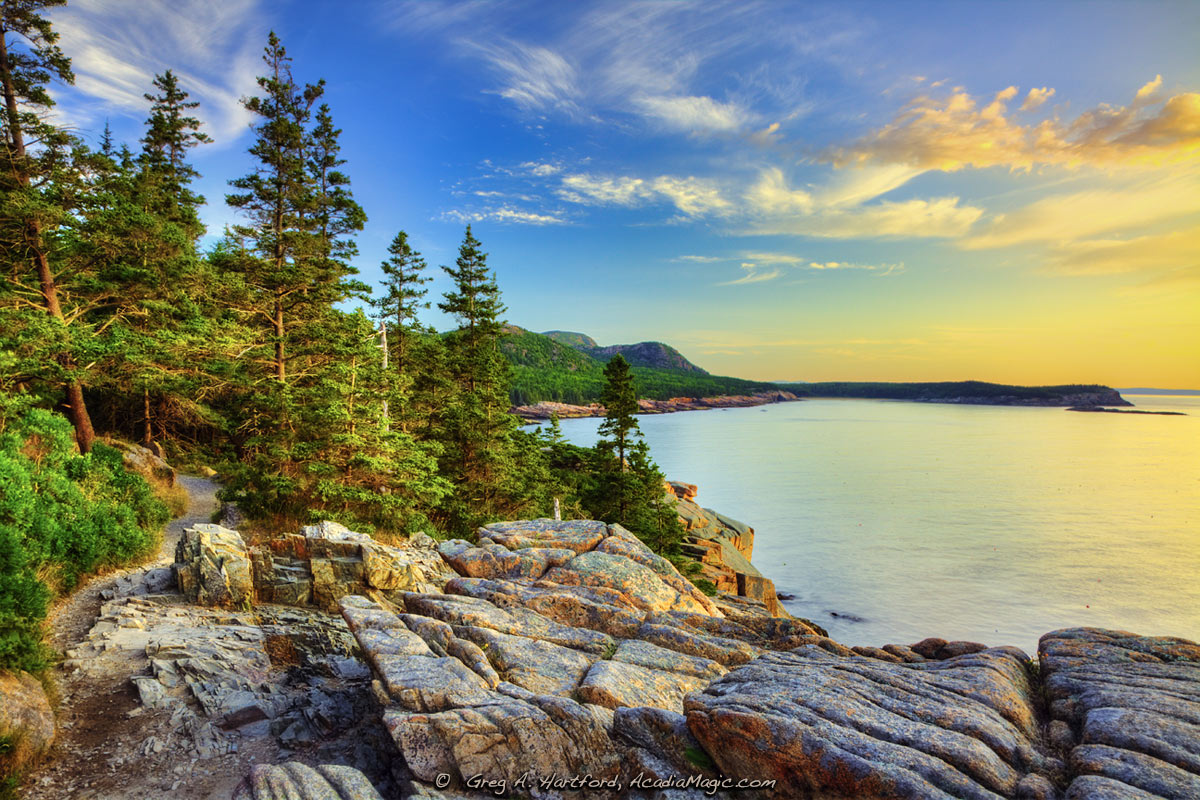 This shows the Ocean Path at Otter Cliff in Acadia National Park.