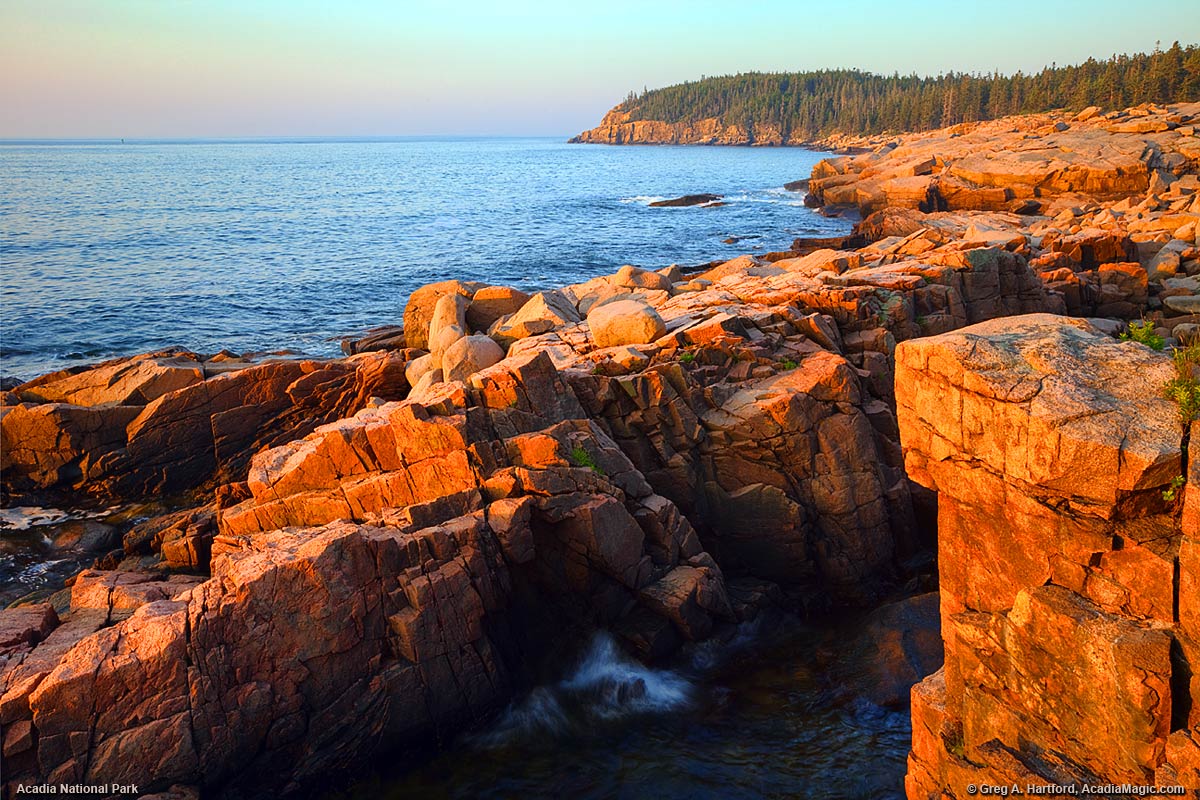 Sunrise in Acadia National Park of Otter Cliff on Mount Desert Island