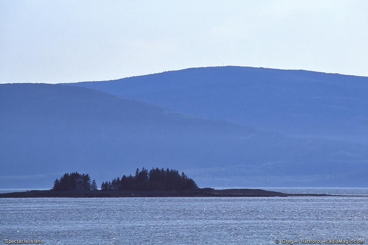 Spectacle Island can be seen from Frazer Point in Acadia National Park, Maine.