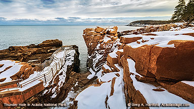 Winter at Thunder Hole in Acadia National Park, Maine