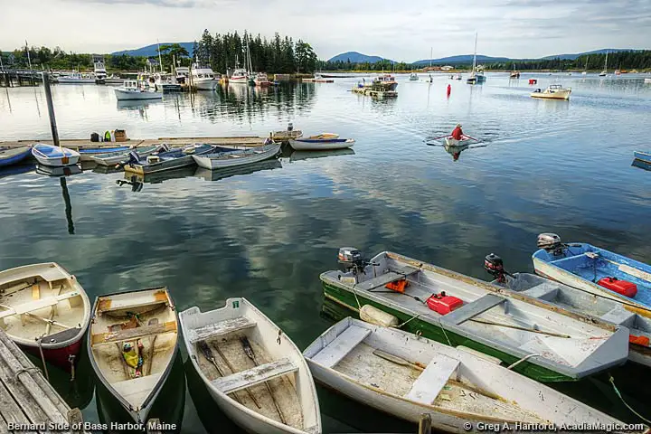 View oceanside dining in Bass Harbor, Maine.
