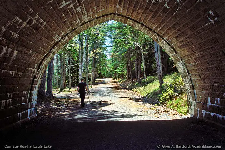 Stone Carriage Road Bridge at Eagle Lake in Acadia