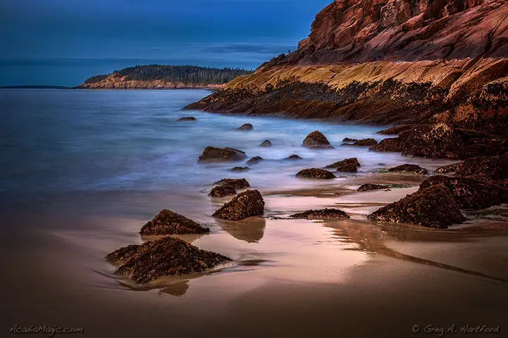 Sand Beach in Acadia just before the sunrise