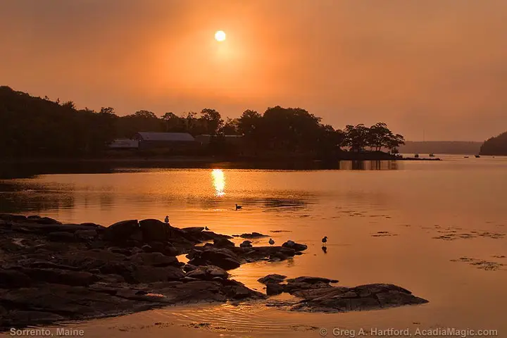 Sunrise in Sorrento, Maine with Calf Island