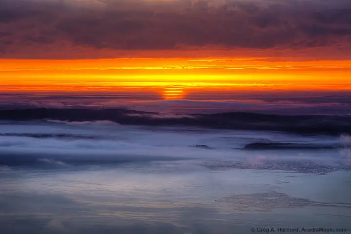 Fog over ocean and Schoodic Peninsula