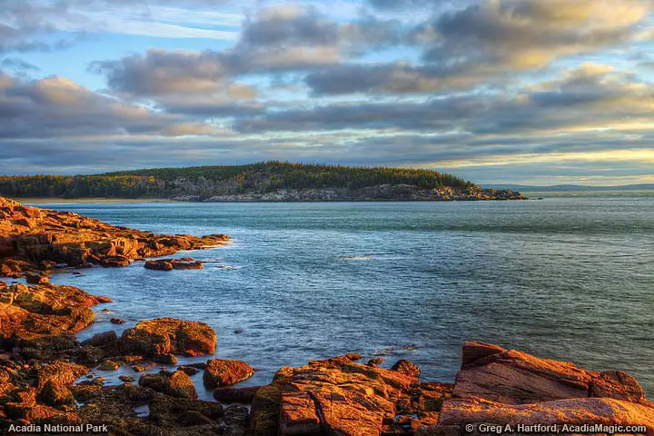 View of Great Head headland next to Sand Beach