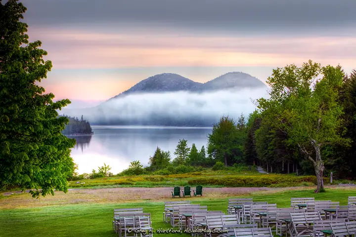 Morning Fog at Jordan Pond in Acadia National Park