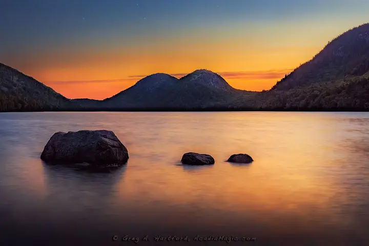 Jordan Pond and thye Bubbles at 4:00 AM