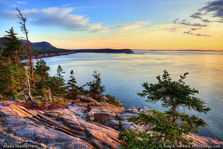 This is another northerly view along the coast of Mount Desert Island from Otter Cliff. Looking north from Otter Cliff and Point in Acadia