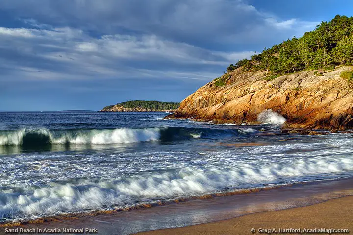 Sand Beach and Otter Cliff in Acadia National Park