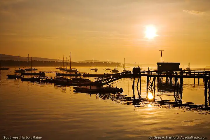Eastern view of sunrise over pier