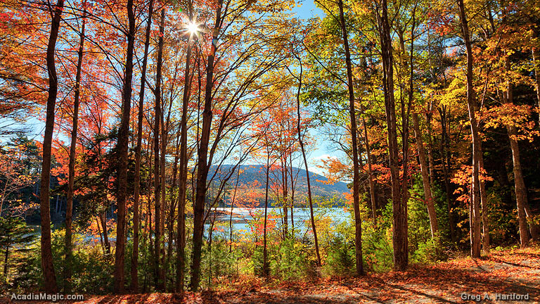 Autumn colors at Eagle Lake next to Carriage Road