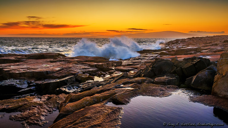 Sunset at Schoodic Point in Acadia National Park