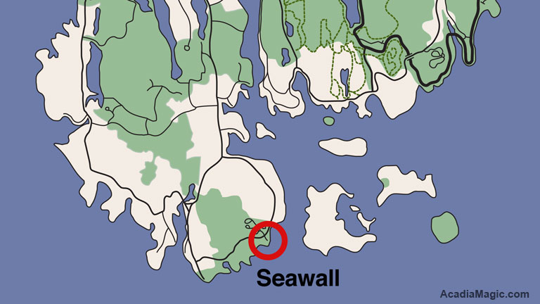 Seawall location map in Acadia