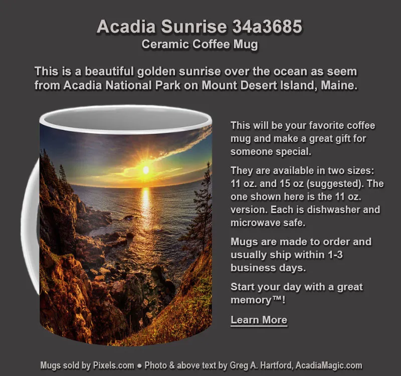 Coffee Mug with photo of Acadia National Park Sunrise